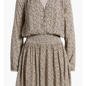 Faherty Montera Leaf Batik Long Sleeve Dress BOHO Beach-luxe Vintage Cottagecore